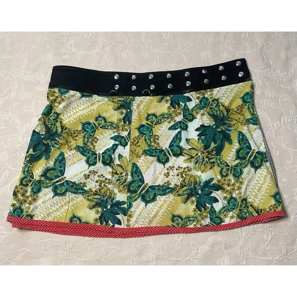Zand Amsterdam Snap Reversible Wrap‎ Skirt Adjustable One Size Patchwork Grunge